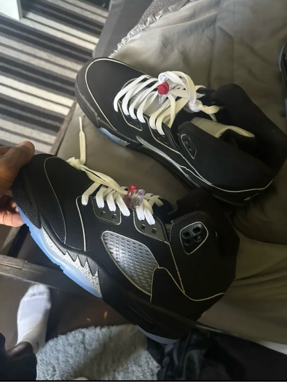 Black metallic Jordan 5